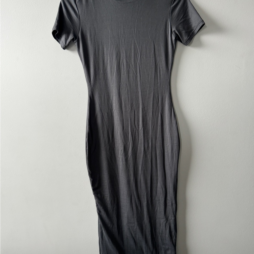 Classic Black Short-Sleeve Maxi Dress